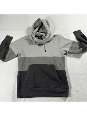 Colorblock Hoodie FXR Gray Black Lightning Print Streetwear Pullover M